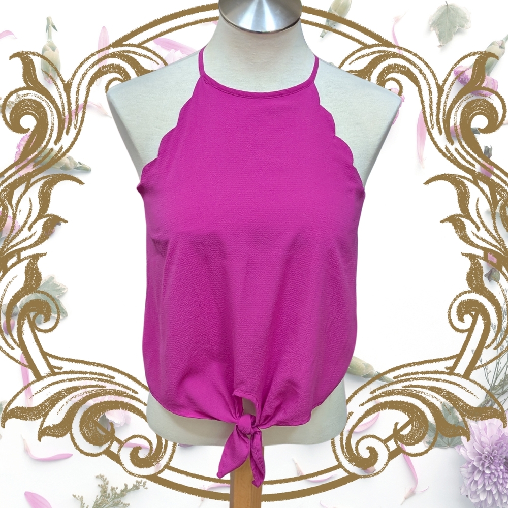 Alya Pink Sleeveless Tie Front Tank Top